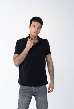 Чёрная рубашка ПОЛО мужская